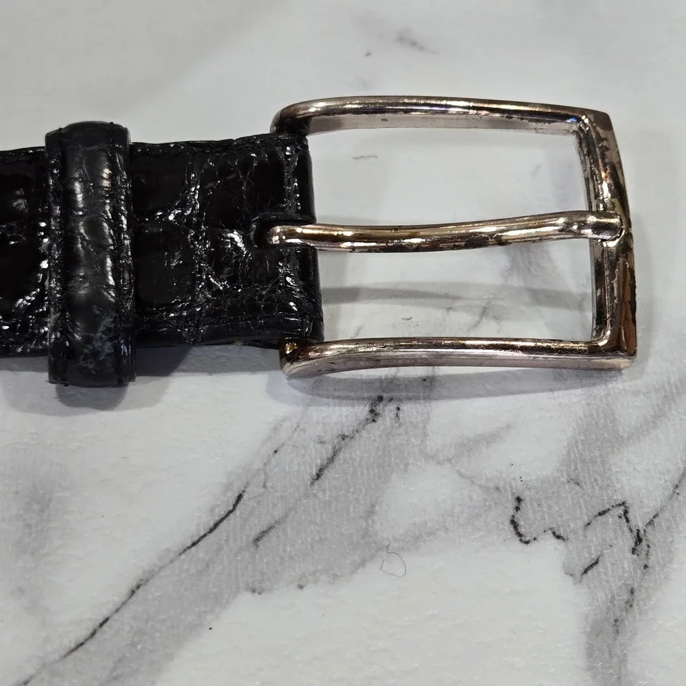 Martin Dingman Louisiana Alligator Belt Mens 44 Black USA Made Exotic Leather